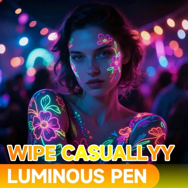 8pcs Colorful Luminous Pen Human Face Paint Painted Pen Student Children Creative Painting Fluorescent Marker Pen Qme