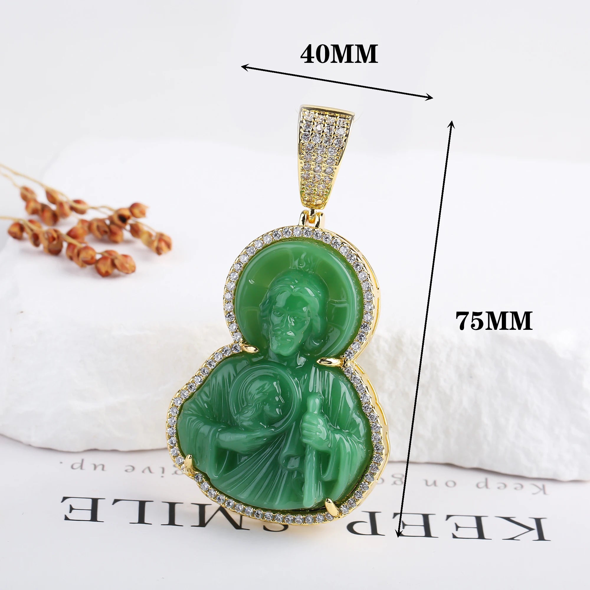High Quality Creative Shiny Zirconia Crystal St. Jude Pendant Necklace Classic for Man Woman Religious Fine Jewelry Party Gift Qme Pendant 1