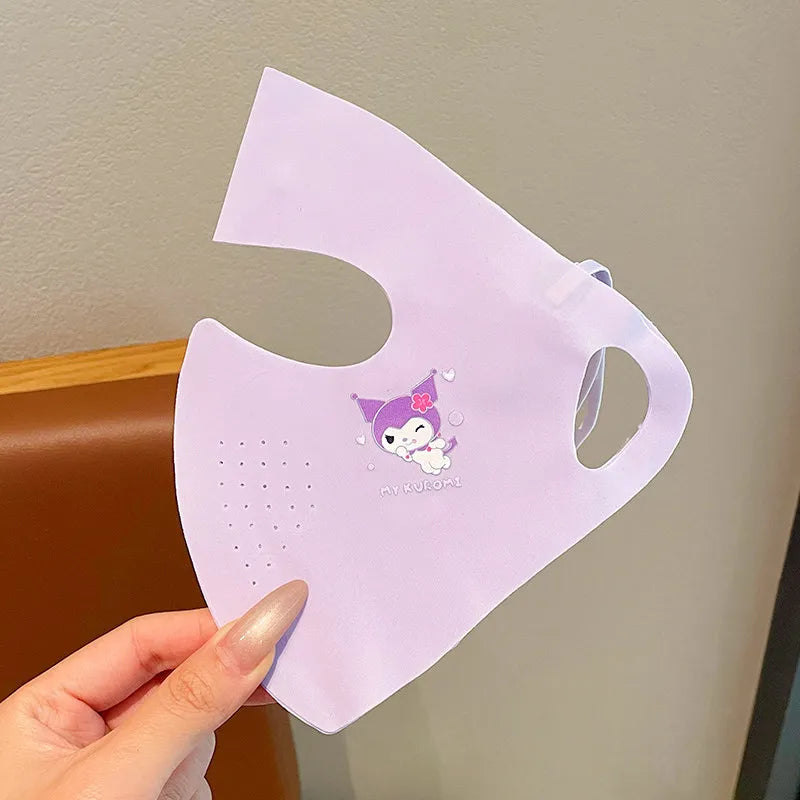 Kuromi Summer Sun Protection Face Mask New UV-Protective Full-Face Mask Breathable Cooling Silk Mask Qme 2