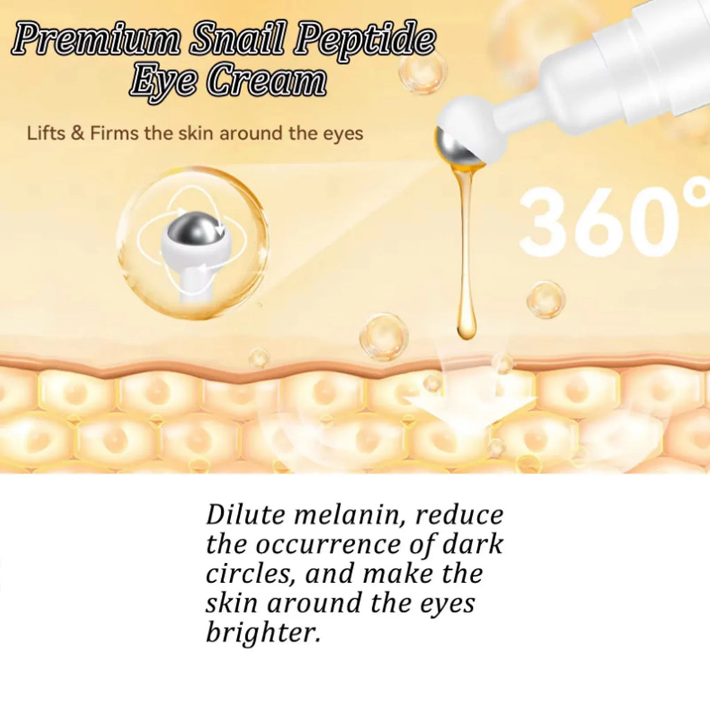 Snail Peptide Eye Cream Remove Eye Bag Anti-Puffiness Fade Dark Circle Firming Skin Roller Massage Nourishing Care Eye Cream Qme