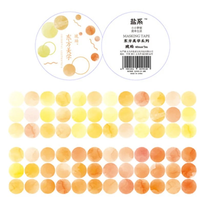 1 roll Watercolor Polka Dot Sticker Junk Journaling Accessories Scrapbooking DIY Color Label Washi Sticker Stationery Suit Qme L