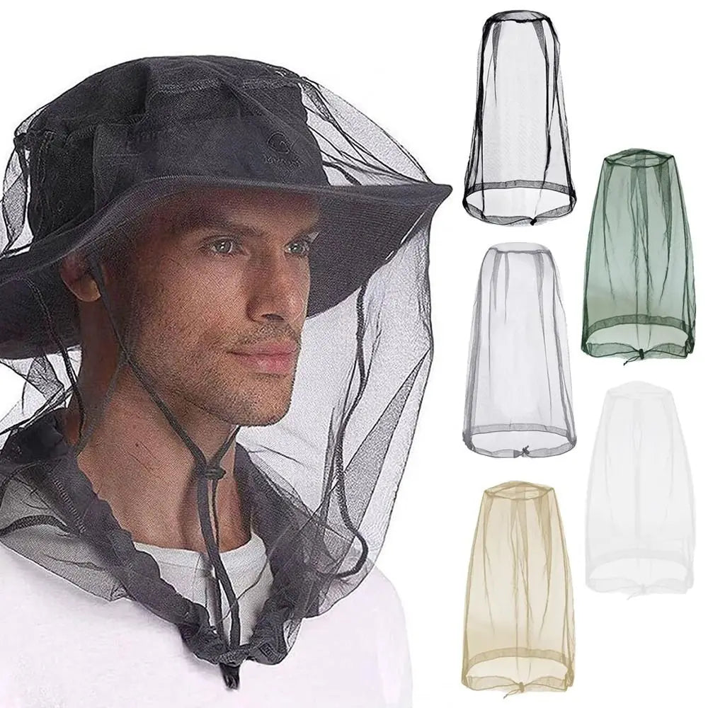 Lightweight Breathable Mesh Mosquito Head Net Anti-Mosquito Insect-Proof Hat Cover for Outdoor Camping Fishing Qme