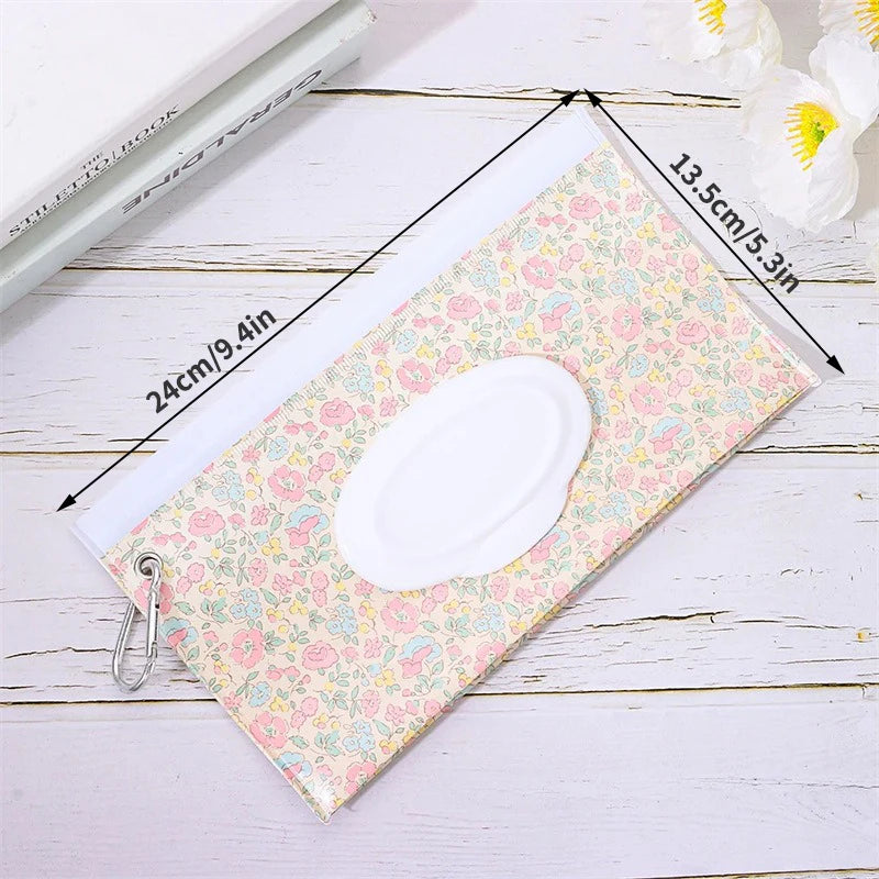 EVA Baby Wet Wipe Pouch Portable Wipes Holder Case Flip Cover Snap-Strap Reusable Refillable Cosmetic Pouch Useful Tissue Box Qme