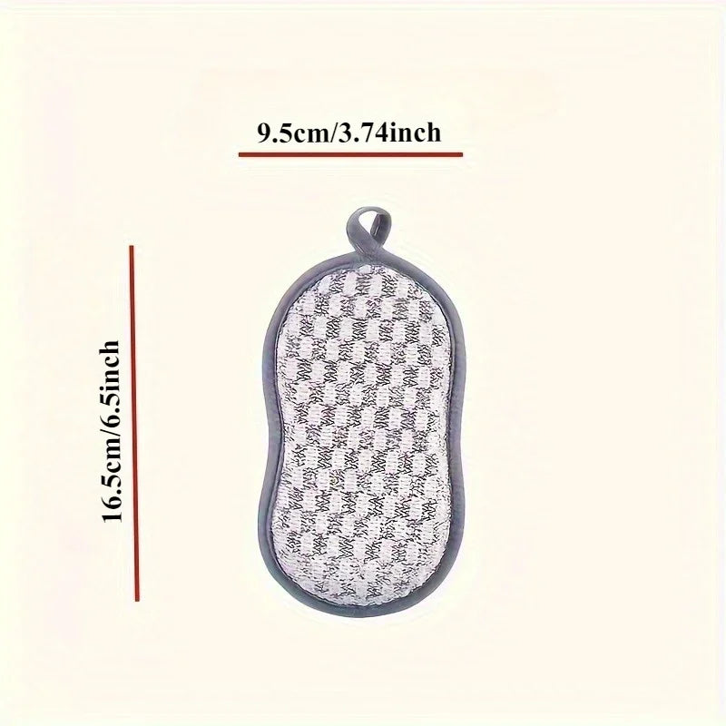 Silver wire sponge block, kitchen multi-functional double-sided dishwashing sponge - reusable and machine washable, Qme