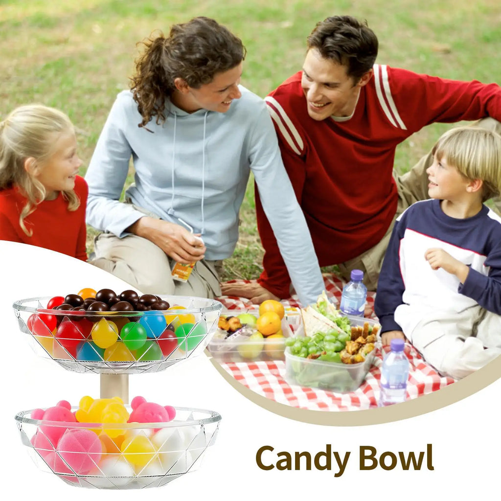Pumpkin Snack Bowl 2 Tier Removable Holder Lid Home Candy Servers Qme