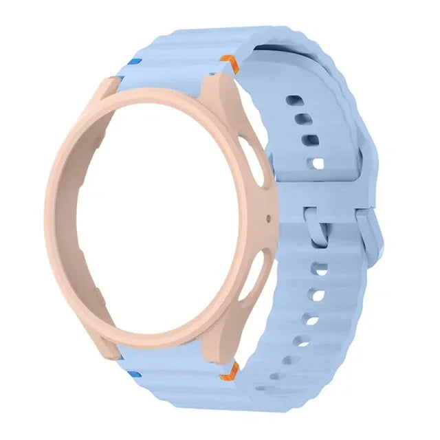 Case+Strap for Samsung Galaxy Watch 7 40mm 44mm Sport Silicone Band Bracelet PC Case Protector Cover Bumper for Galaxy Watch 7 6 Qme LUP Galaxy Watch 7 40mm