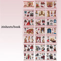 European Vintage Scene & Character Sticker Book, Perfect for Scrapbooking, Art Bookmark Making & More, A Must-Have for Students Qme B