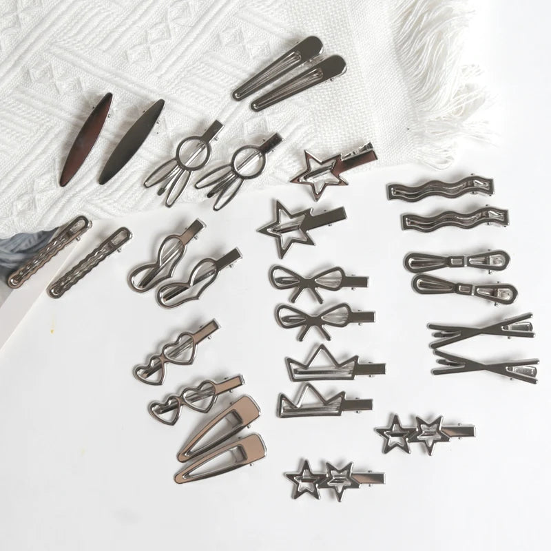 Y2K Silver Hairpins Women Girls Star Hair Clip Multiple Styles Qme