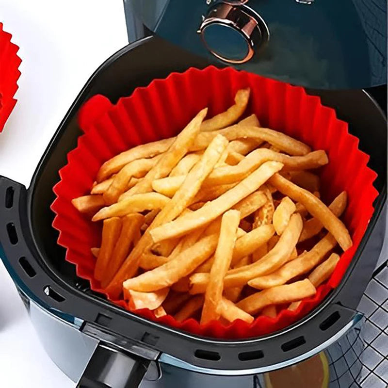 Air Fryer Tray Oven Baking Tray Fried Basket Mat Air Fryer Silicone Pot Replacement Grill Pan Bakeware Pizza Pan Qme
