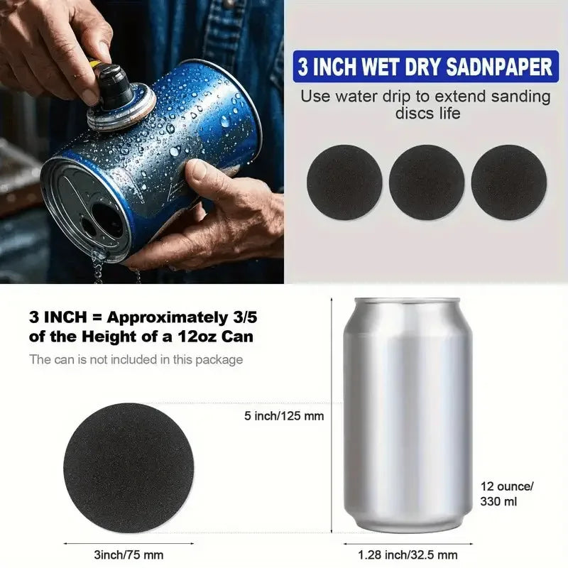 133Pcs sander bit polishing kit sanding accessories, 3 inch wet dry lamp holder repair kit, sandpaper polishing pad with rotatin Qme