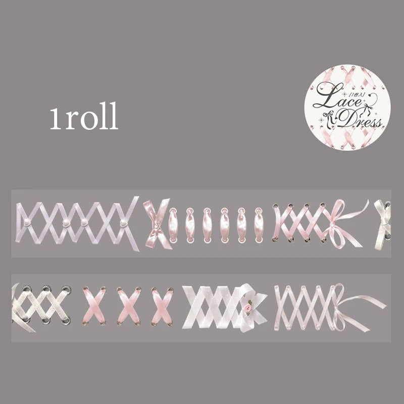 3 Rolls Imitation French Palace Lace Border Washi Tape, Elegant White Lace Stickers for Junk Journal Decoration Qme E