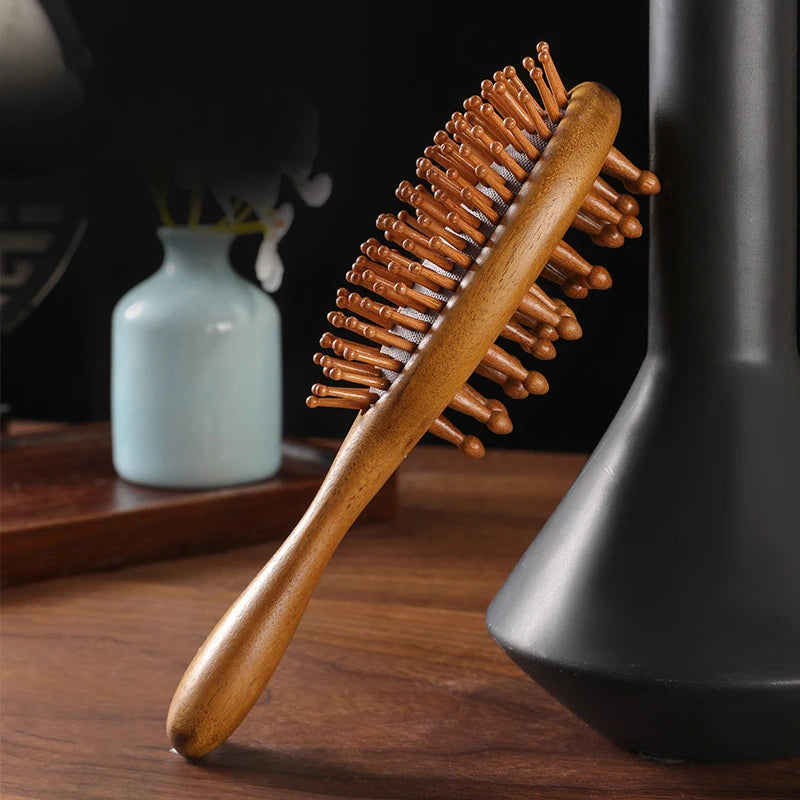 Double Sided Sandalwood Air Bag Comb Anti Static Scalp Massage Wood Qme