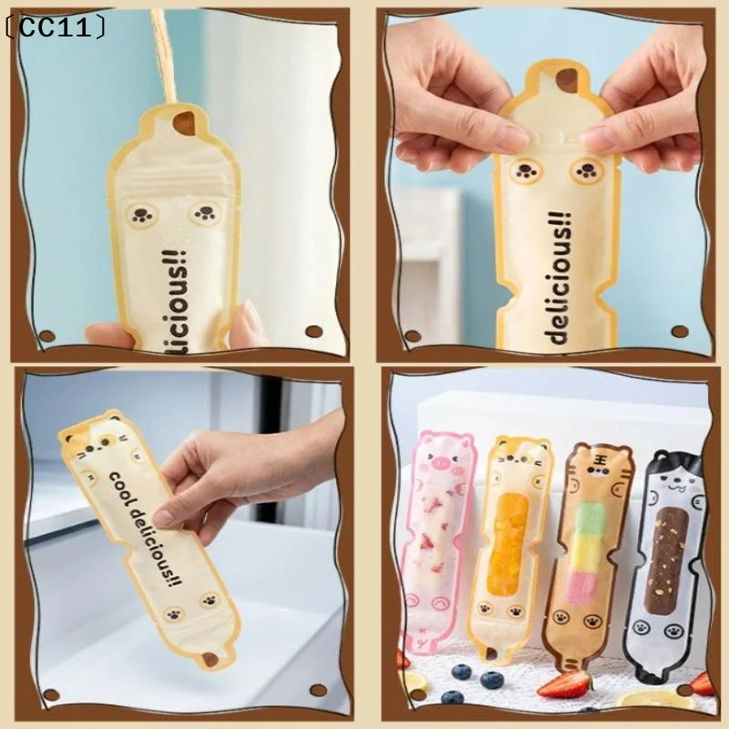 Cute Cartoon DIY Ice Bags Leak Proof Seal Homemade Lolly Summer Kids Qme