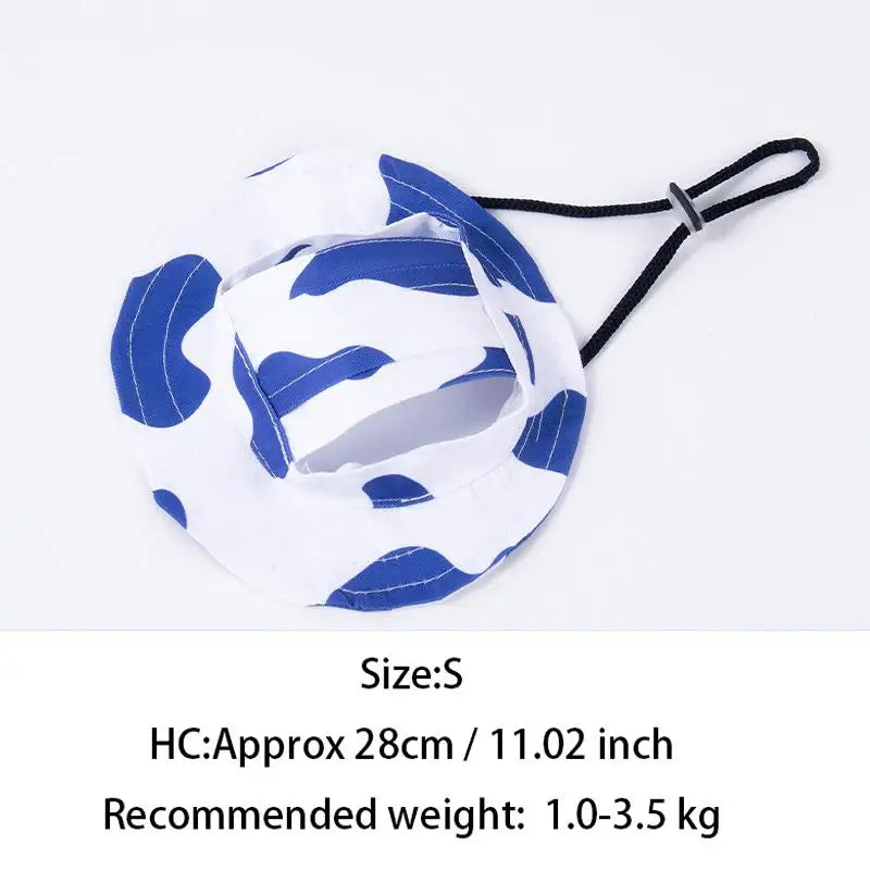Pets Hat Ear Holes Adjustable Baseball Cap Medium Small Dogs Summer Qme S Blue white