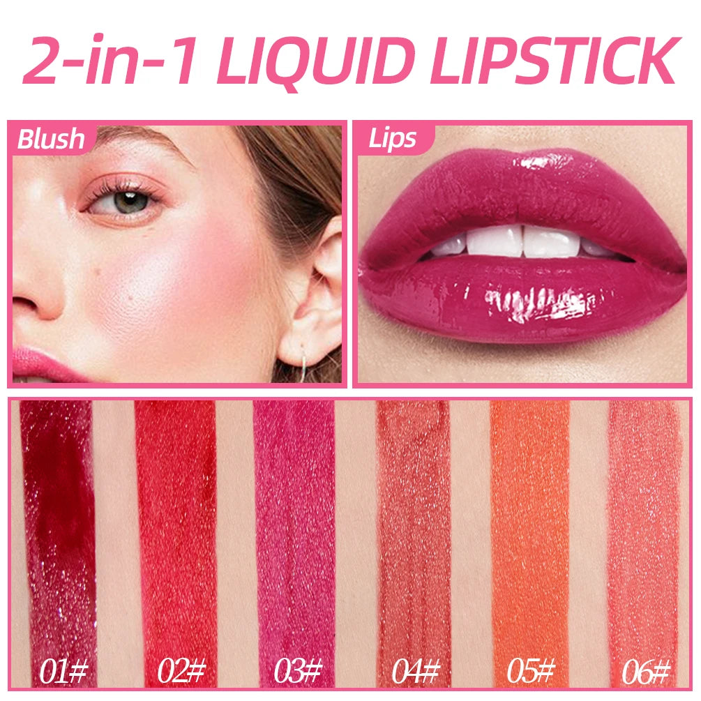 QIBEST Sexy Red Dyeing Lip Gloss Moisturizing Liquid Lipstick Waterproof Long Lasting Mirror Lip Glaze Tint Makeup For Women Qme