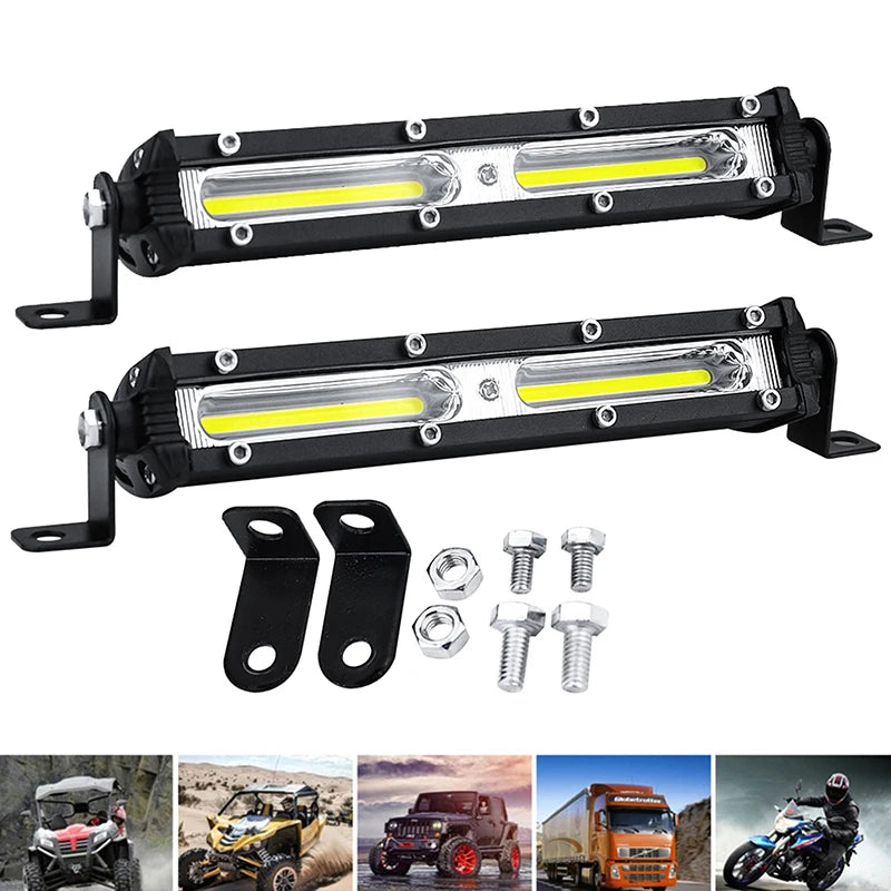 Car LED Work Light 12V 24V Spotlight Bar 6500K Strip Auto Truck Lorry Qme