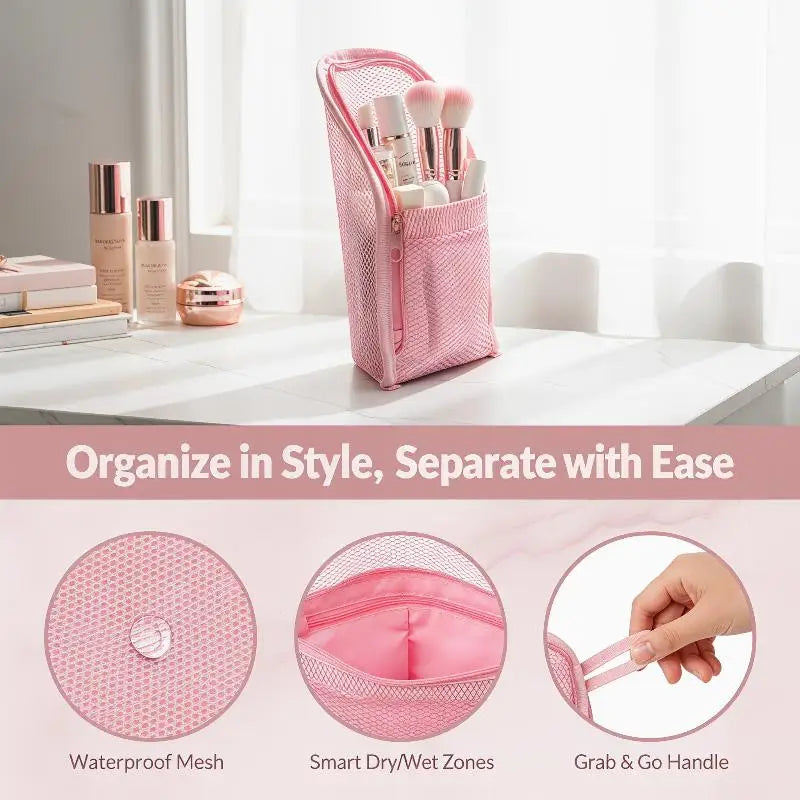 Large Capacity PVC Cosmetic Bag Waterproof Space Saving Toothbrush Qme