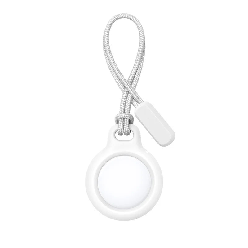 Stylish Holder with Strap For Apple Airtag Case Protective Cover Bumper Tracker Accessories Anti-scratch Keychain Air Tag Cover Qme WHITE