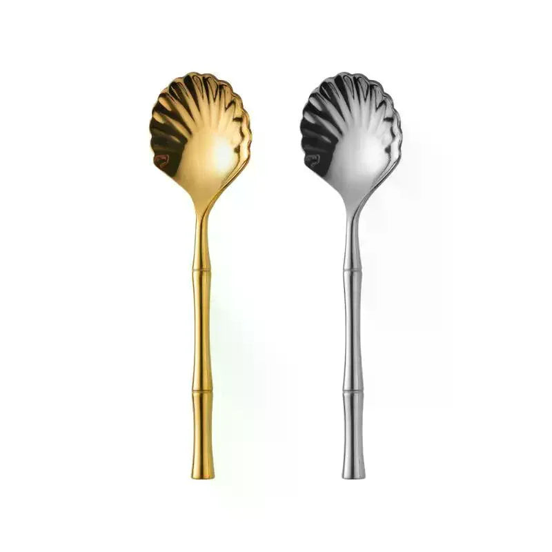 Dessert Stirring Spoon Stainless Steel Seashell Coffee Spoon Unique Design Teaspoon Elegant Afternoon Tea Present Qme