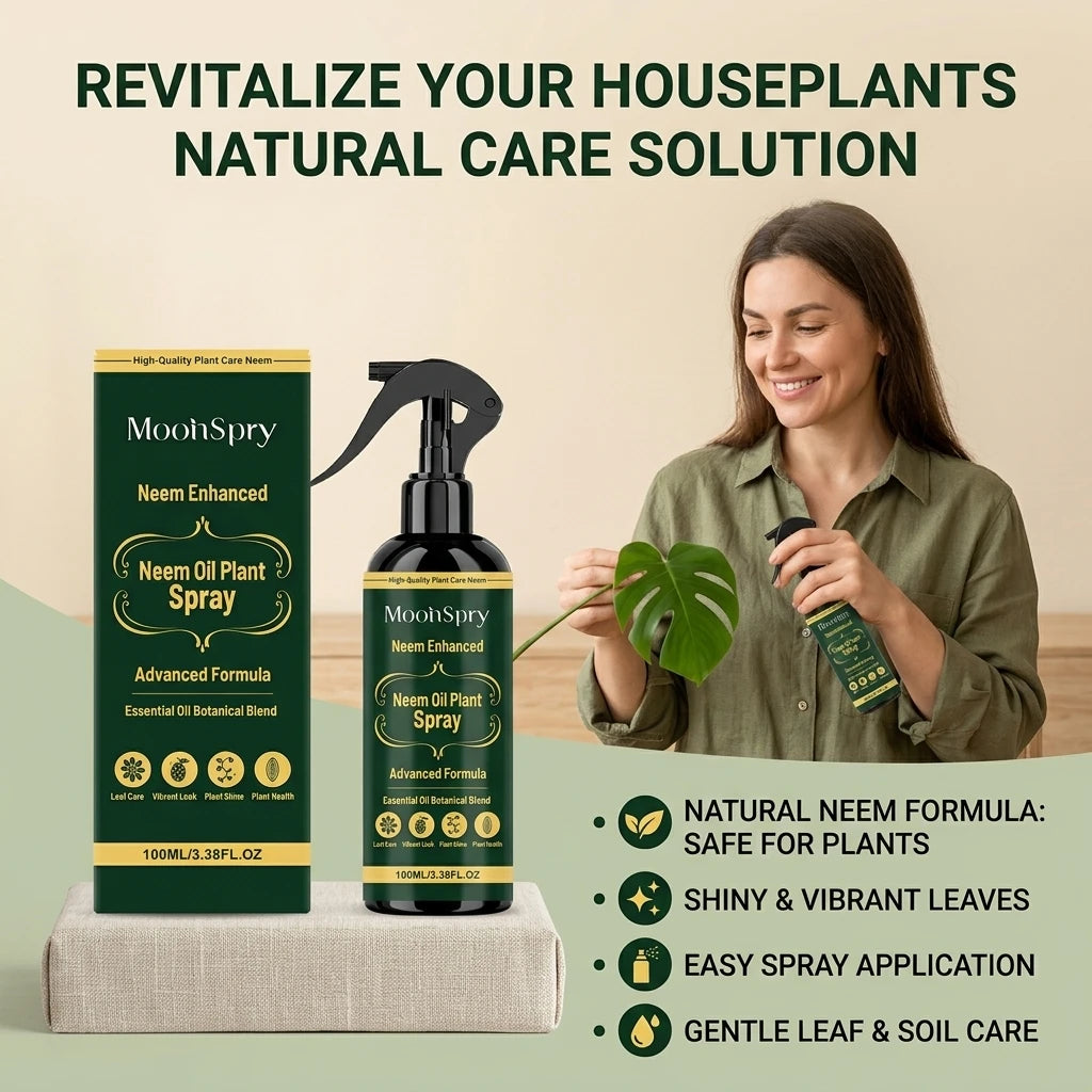 Moonspry Neem Oil Plant Spray Improve Leaf Glossiness Enhance Transparency Advanced Botanical Formula Leaves Nutrient Supplement Qme