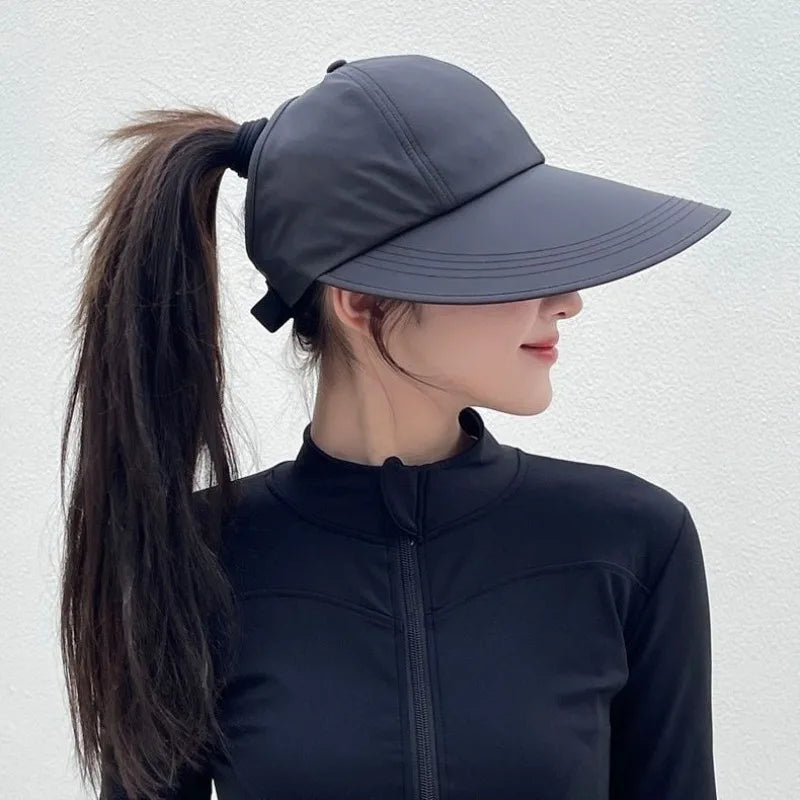 Ventilated Sun Hat Women Open Baseball Cap Extended Brimsecure Fit Qme