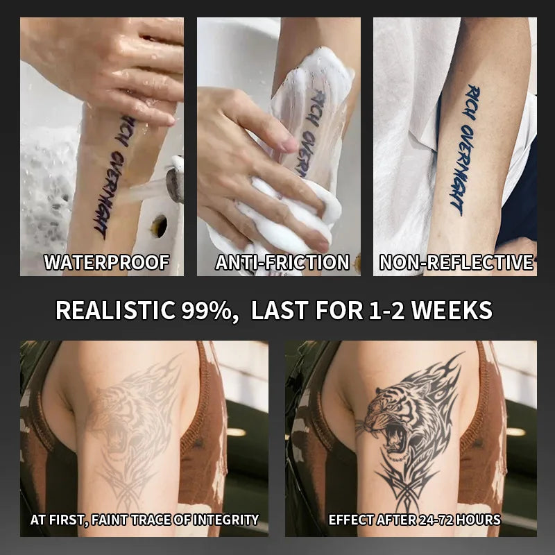 Large Tiger Herbal Juice Tattoo Sticker Waterproof Temporary Tattoo for Men Women Arm Body Art Qme