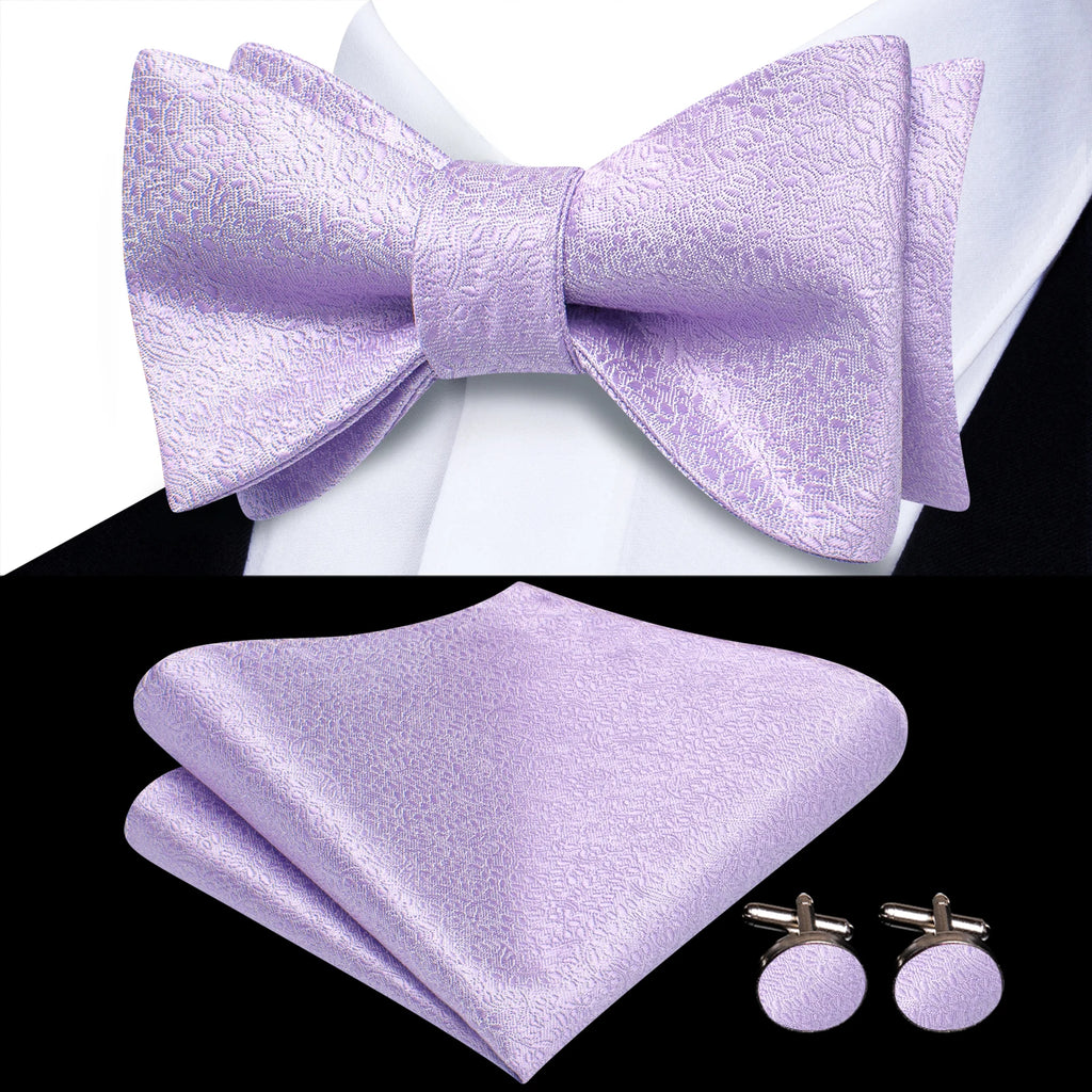 Beige Champagne Gold Silk Mens Bow Tie Hanky Cufflinks Jacquard Qme HT-LH-2344