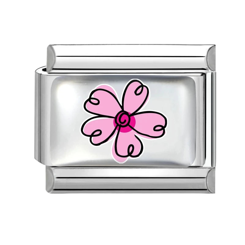 2026 Pink Love Heart Eyes Onearrow Through Italian Charms Link Sliver