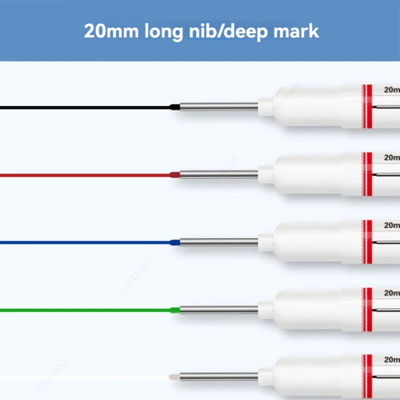 4Pcs/Set 20mm Deep Hole Long Nib Head Markers For Metal Perforating Pen Waterproof Bathroom Woodworking Decoration Multi-Purpose Qme
