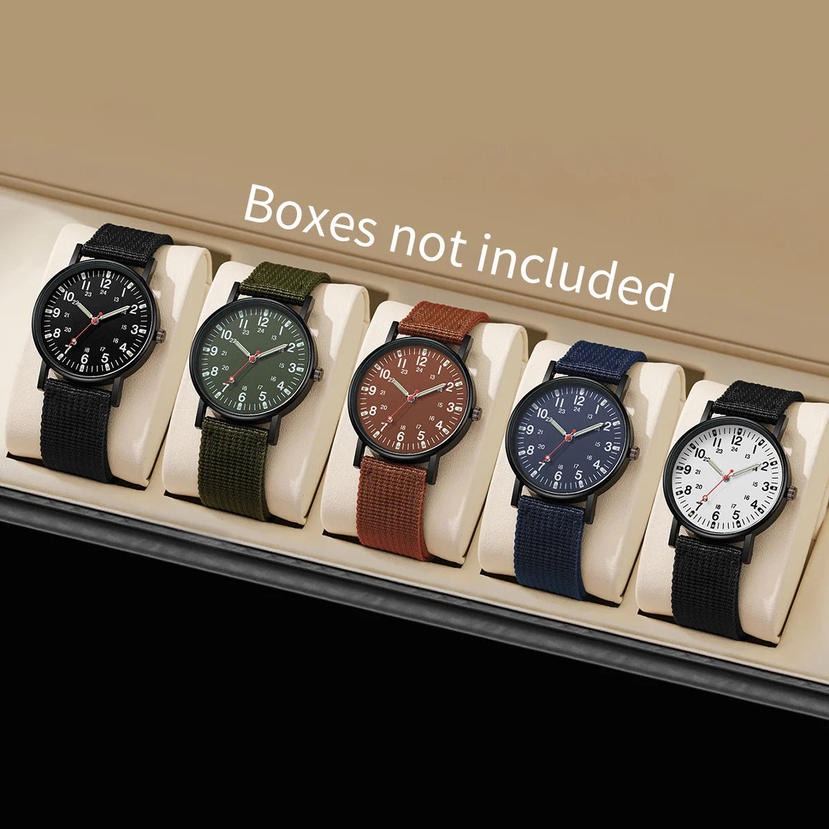 5 pieces/set of sports watches, single nylon strap, outdoor quartz watch, men's watch Qme 5pcs