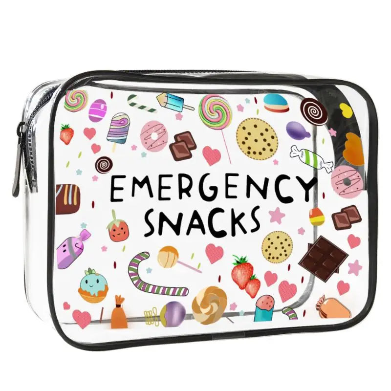 Transparent Single-Sided Print Cosmetic Bag Portable Travel Toiletry Bag Thickened Makeup Bags Organizer PVC Storage Pouch Qme A14