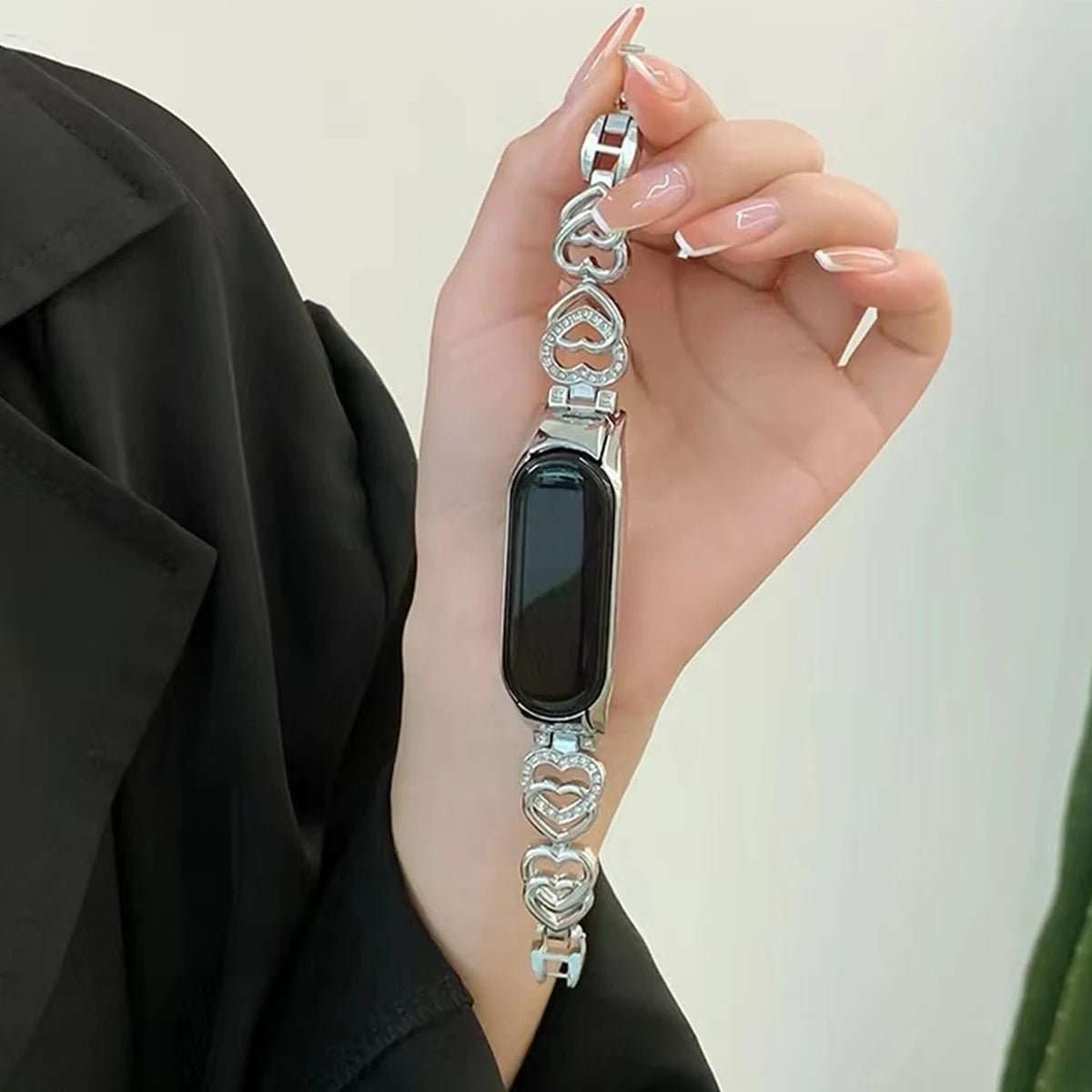 Strap For Xiaomi Mi Band 8 7 Watch Band For Mi Band 5/6/4/3 Fashion INS Love Heart Metal Bracelet Miband Smartwatch Accessories Qme