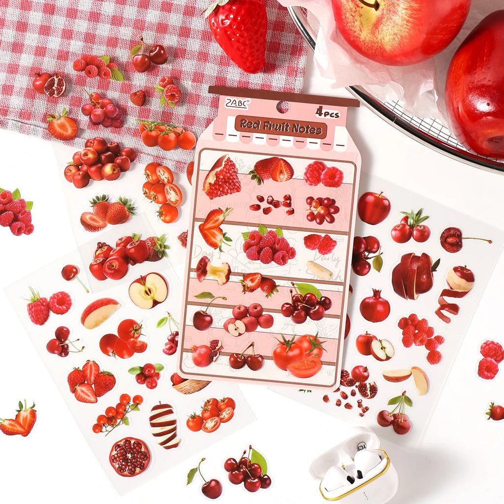 4Pcs Orange Strawberry Fruit Series Die cut Adhesive Sticker Journal Japanese stationery Decoration Scrapbook Diary Cute Sticker Qme