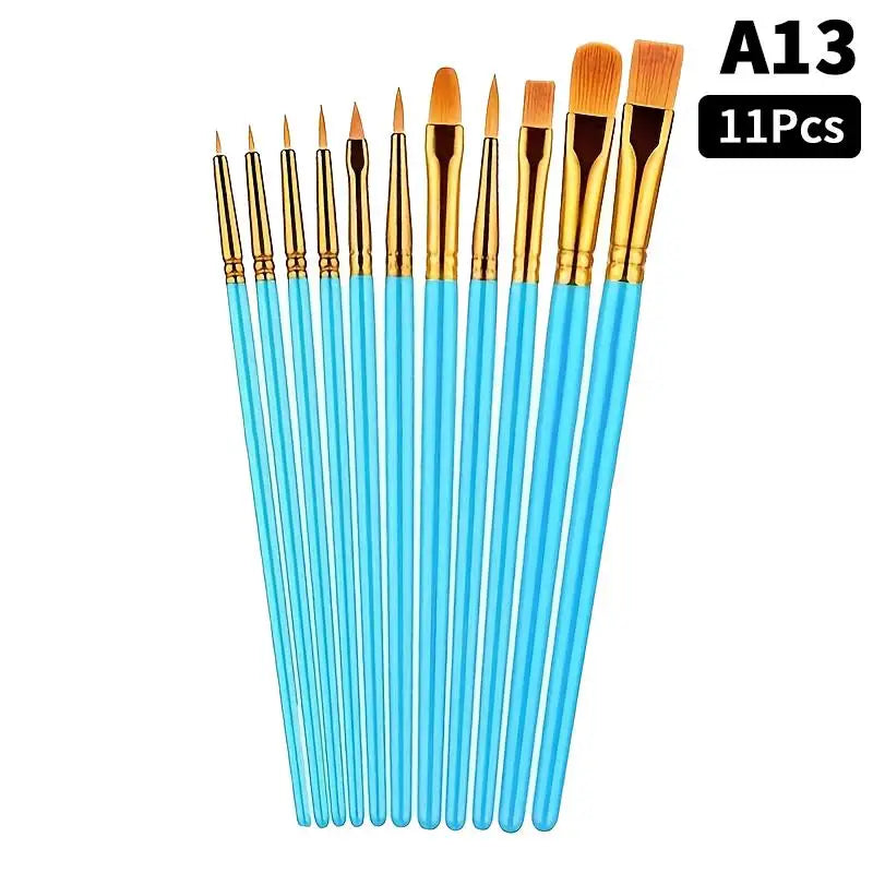 Detail Painting Brushes Professional Round Flat Nylon Hair Watercolor Qme A13