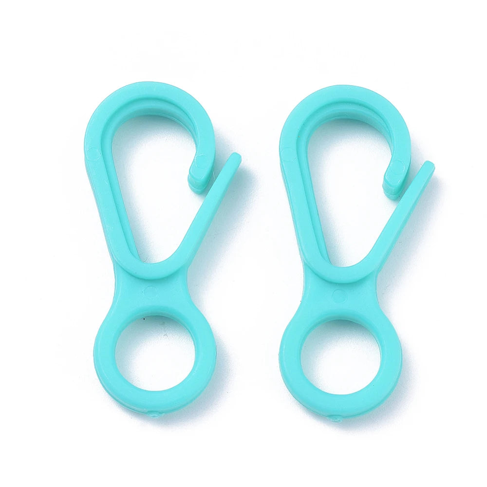 PandaHall 50/500Pcs Plastic Lobster CLaw Clasp Hook Trigger Clip Buckles For Keychain Key Ring Bracelet DIY Jewelry Making Qme Cyan 500Pcs
