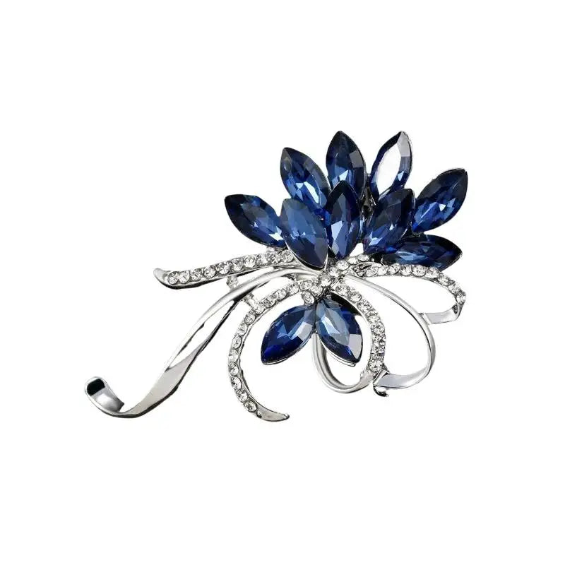 Fashion Temperament Rhinestone Flower Crystal Brooches For Women Clothing Coat Accessories Gifts Qme