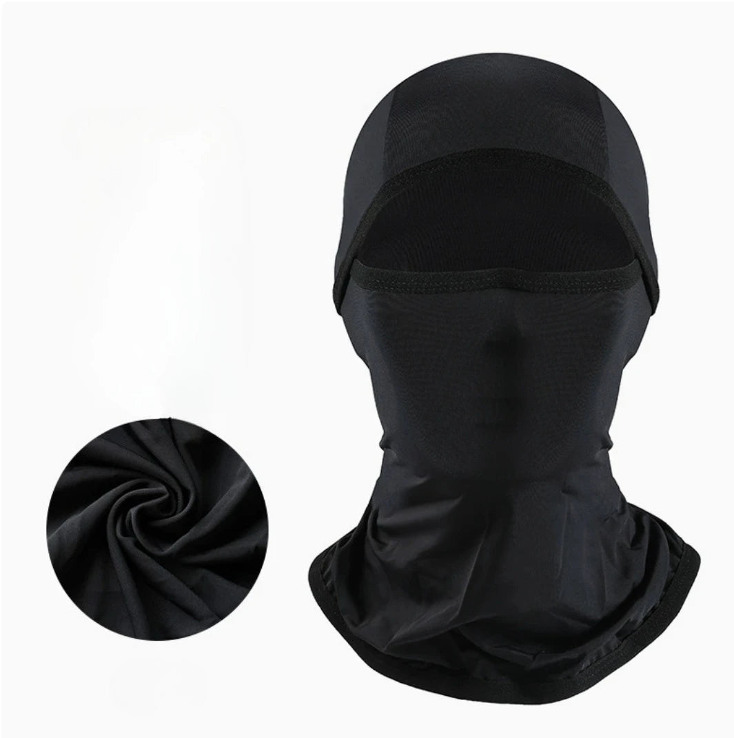 Summer Cool Balaclava Ice Silk Cycling Full Face Cap Sun Anti-UV Protection Sports Face Cover Headwear Bike Motorcycle Men's Hat Qme black