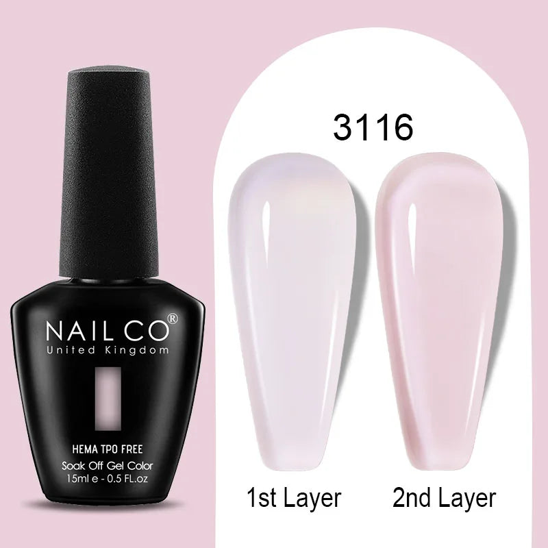 Nailco Jelly Gel Nail Polish Transparent Varnishes 44 Colors Red Pink Qme
