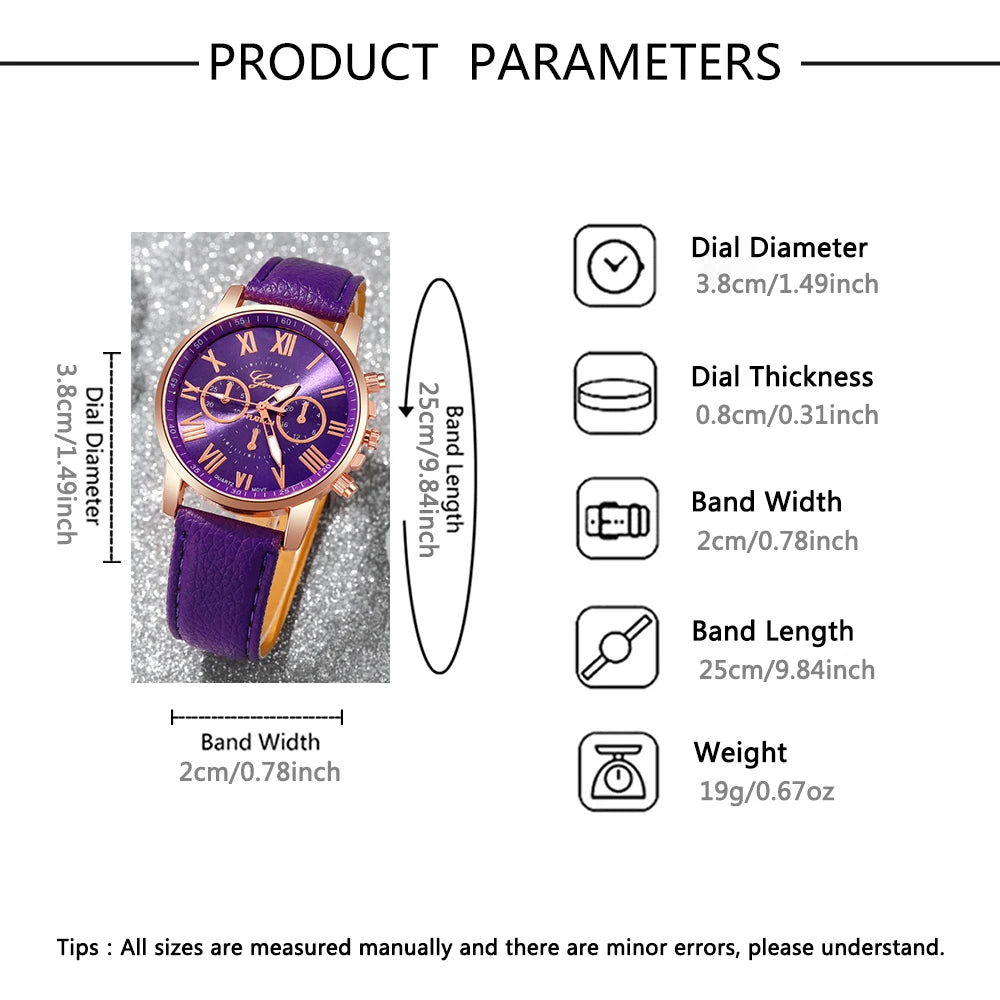 Women's casual quartz watch + bracelet set, suitable for wearing in all places, Ramadan, Valentine's Day, Mother's Day, Birthday Qme