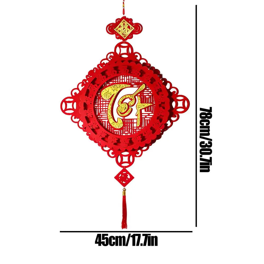 Chinese New Year Decorations 2026 New Year Auspicious Decor Flocking Tree Ornaments Festival Charm for Home Office Car Door Wall Qme Style I