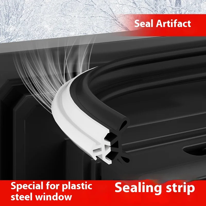 4M Plastic Steel Window Seal Strip Card Slot Type Flexible Bilateral Multi-layer Windproof Dustproof Strip for Window Gap Qme