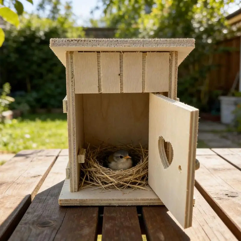 Chic Mini Dollhouse Wooden Birdhouse Nest Chicken Coop Model Home Qme