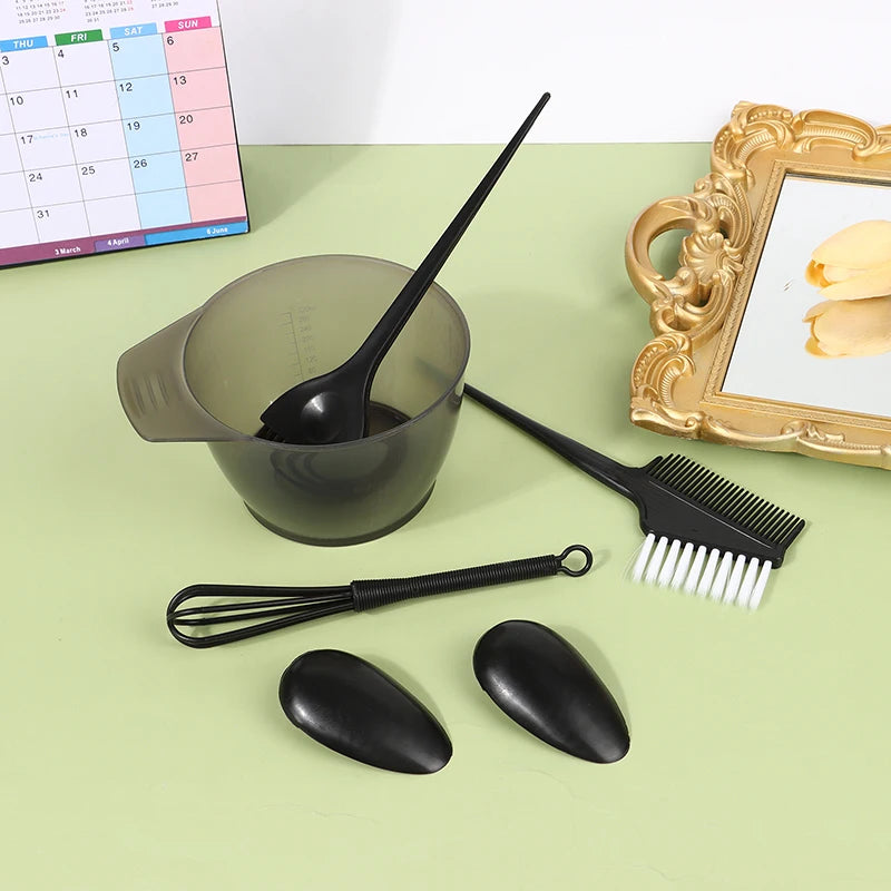 Hair Dye Brush Bowl Ear Caps Mixing Rod Tint Dying Coloring Qme