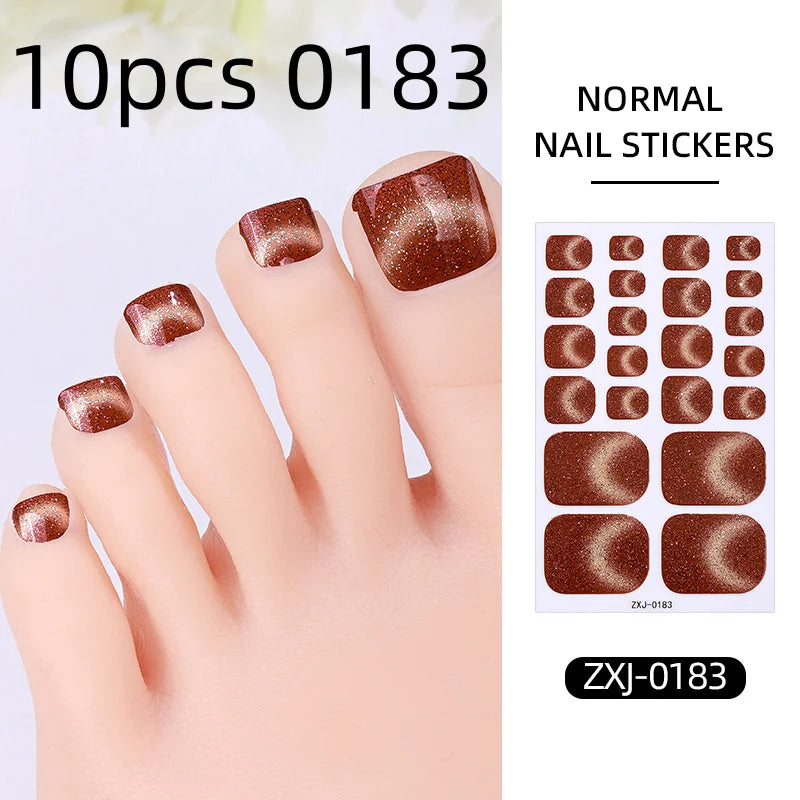 Cat Eye Style Nail Art Stickers Self adhesive Stickers For Toe Nails Full Cover Toenail Polish Stickers DIY Foot Decals Qme 10pcs 0183