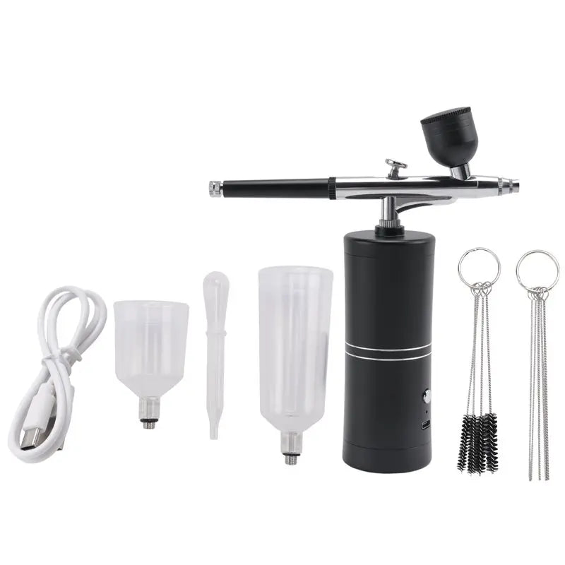 A02F-3X Airbrush Kit With Compressor Rechargeable Cordless Non-Clogging High-Pressure Airbrush Set Qme