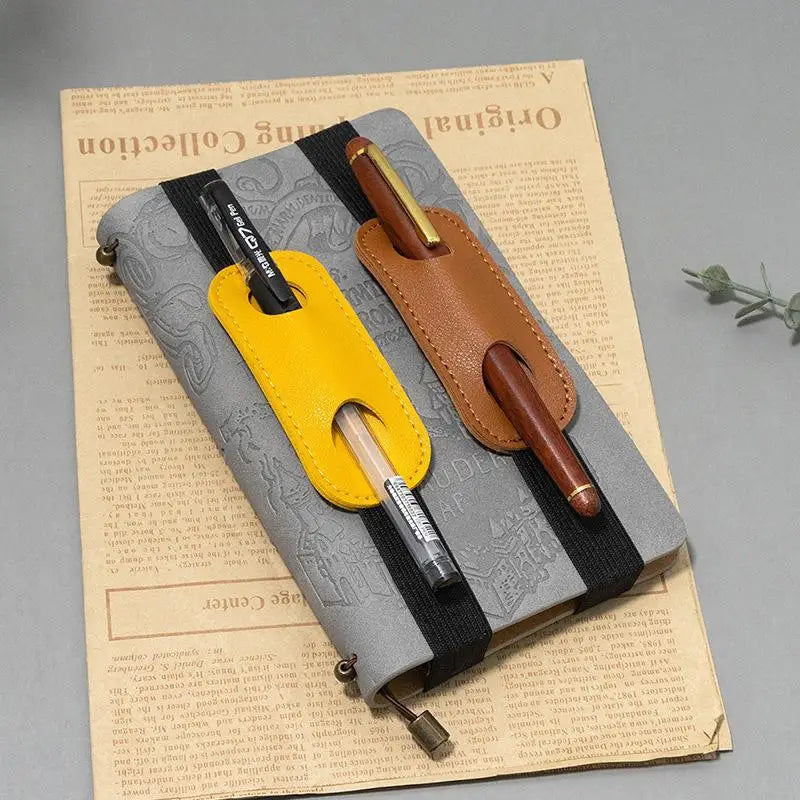 Elastic Band PU Leather Pen Holder Creative Anti-lost Notebook Clip Qme
