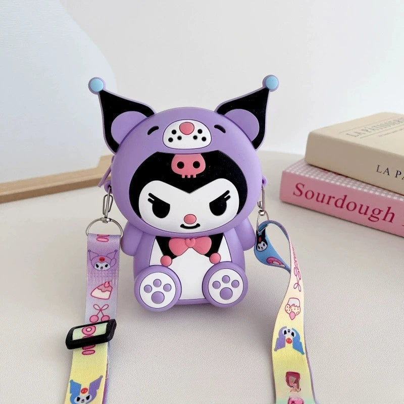 Hello Kitty Kuromi Coin Purse Cute Cartoon Student-Style Instagram-Inspired Fashion Bag Melody Silicone Crossbody Bag Qme