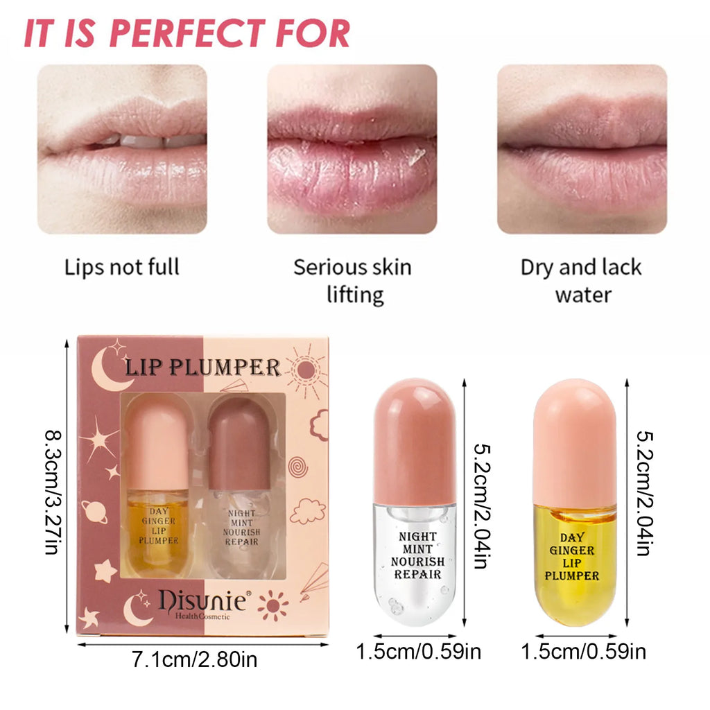 Natural Lip Plumper Daytime Night Use Ginger Mint Extracts Vitamin E Qme