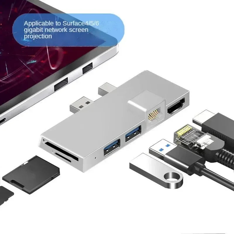 6-in-1 1pcs Multi-function Adapter Ethernet Port HD MI-compatible TF SD USB Conversion For Surface Pro 4/5/6 Qme