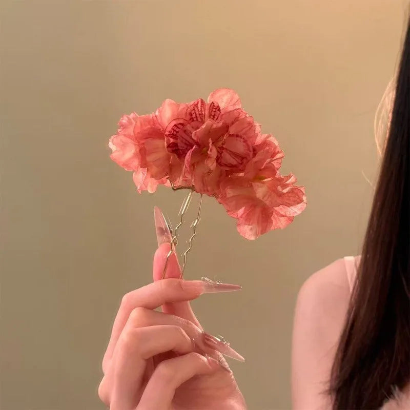 2026 Rose Flowers Hairpin For Girls Bohemian Hair Clips Bridal Barrette Beach Wedding artificial flower Holiday Hair Accessories Qme